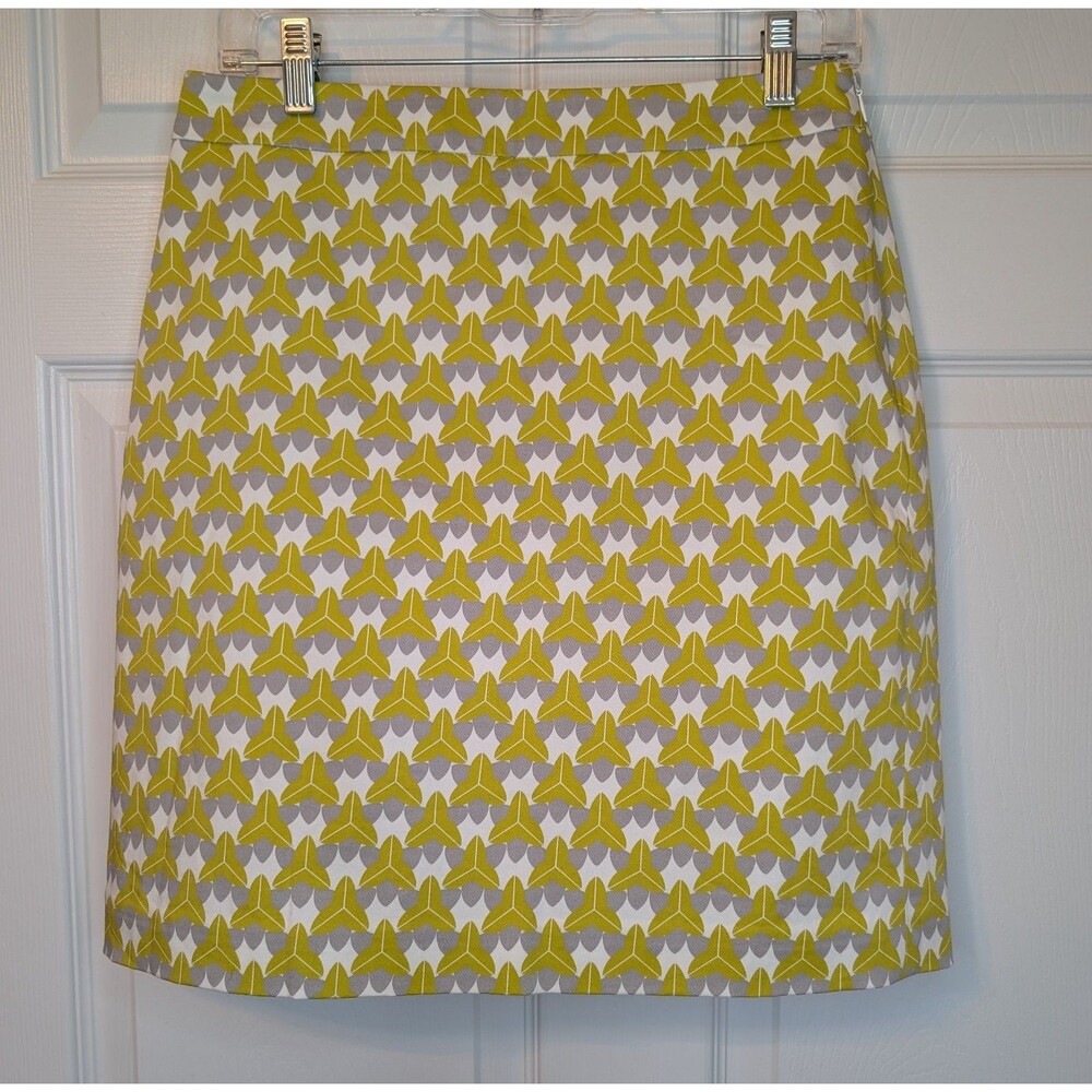 BANANA REPUBLIC MILLY COLLECTION PENCIL SKIRT GREEN WHITE SIZE 4 PREPPY